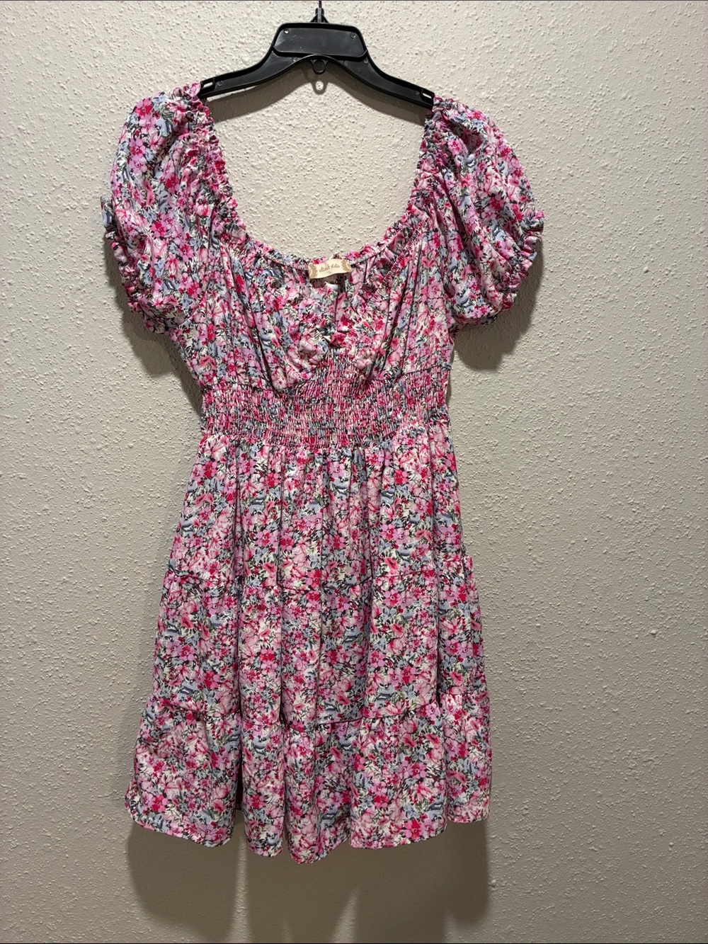 Altar'd State Pink Floral Smocked Mini Dress